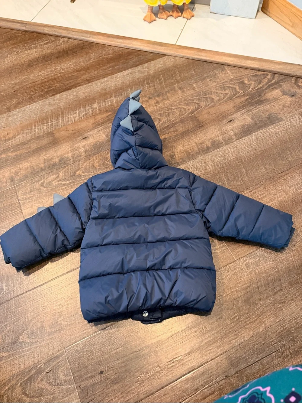 MORI Baby Dinosaur Puffer Jacket Navy Blue Hooded Coat 6-12 Months Waterproof